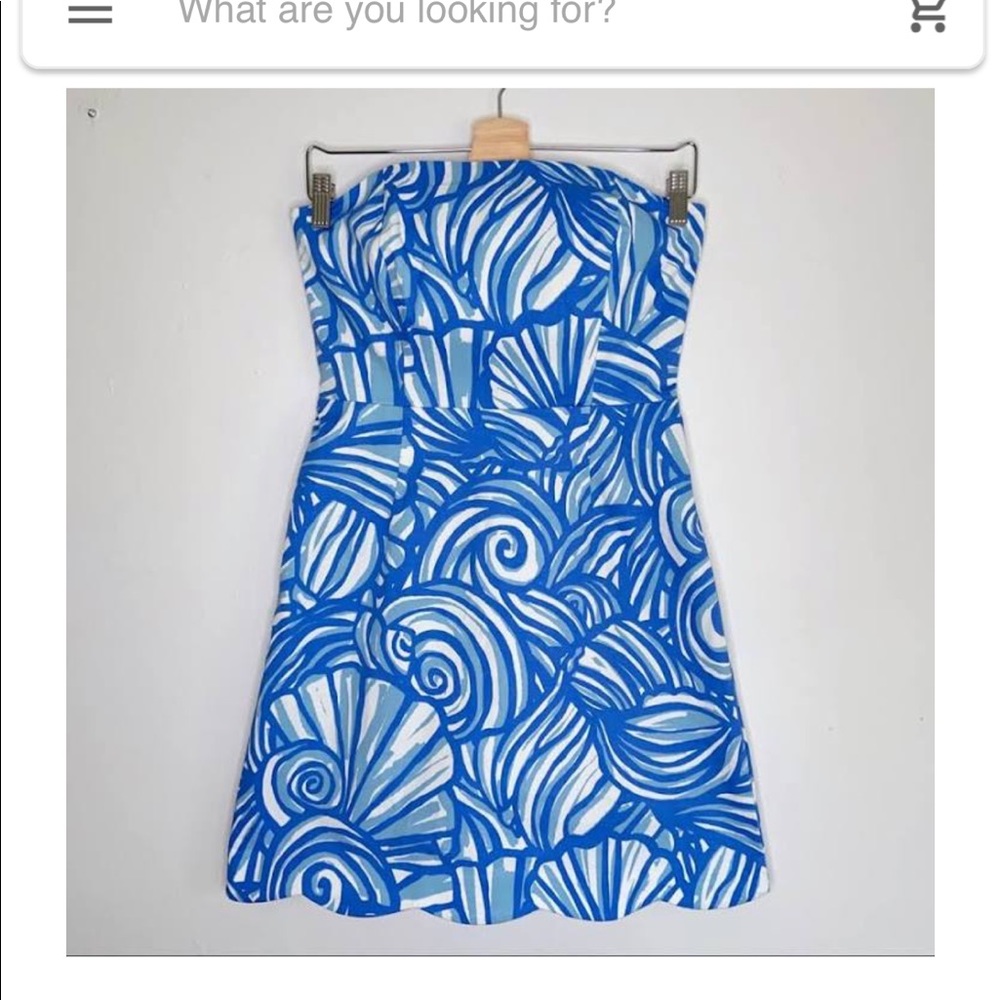 Shell Print Strapless Dress, Strapless